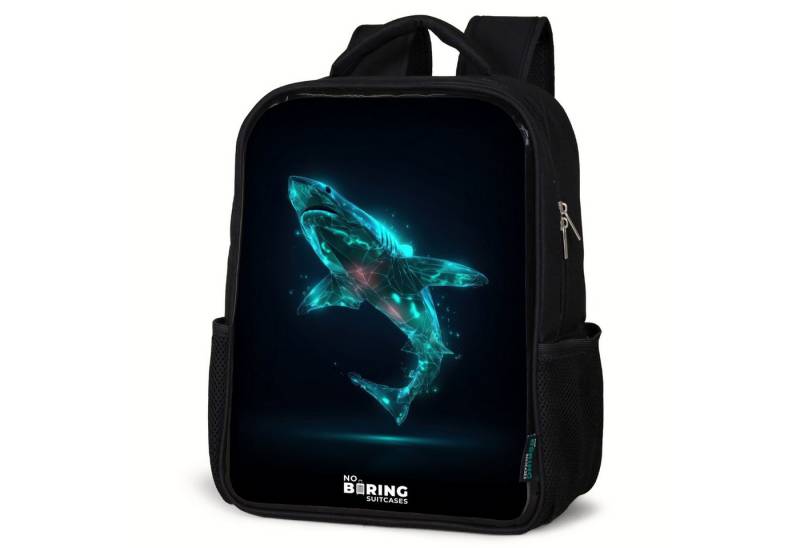 NoBoringSuitcases.com© Rucksack Digitale Haifischkraft, Kinderrucksack Schwarz, Schulrucksack, Freizeitrucksack Jungen Mädchen von NoBoringSuitcases.com©