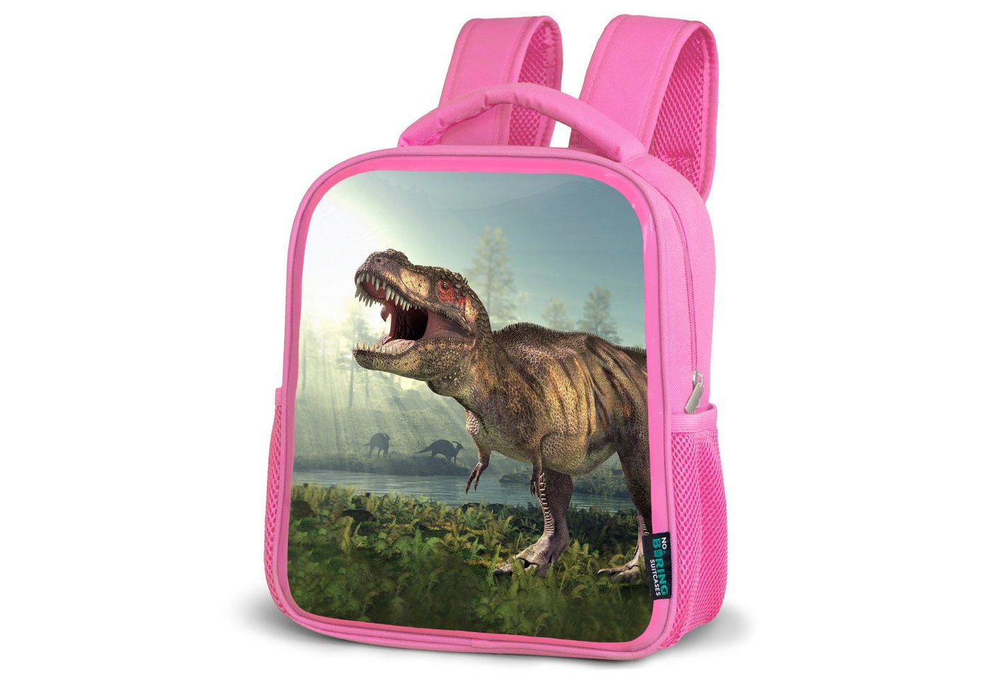 NoBoringSuitcases.com© Reisetasche Dino - Gras - Zeichnung - Kinder - Jungen, Kinderrucksack, Schulrucksack, Freizeitrucksack, Mädchen, Kindergarten von NoBoringSuitcases.com©
