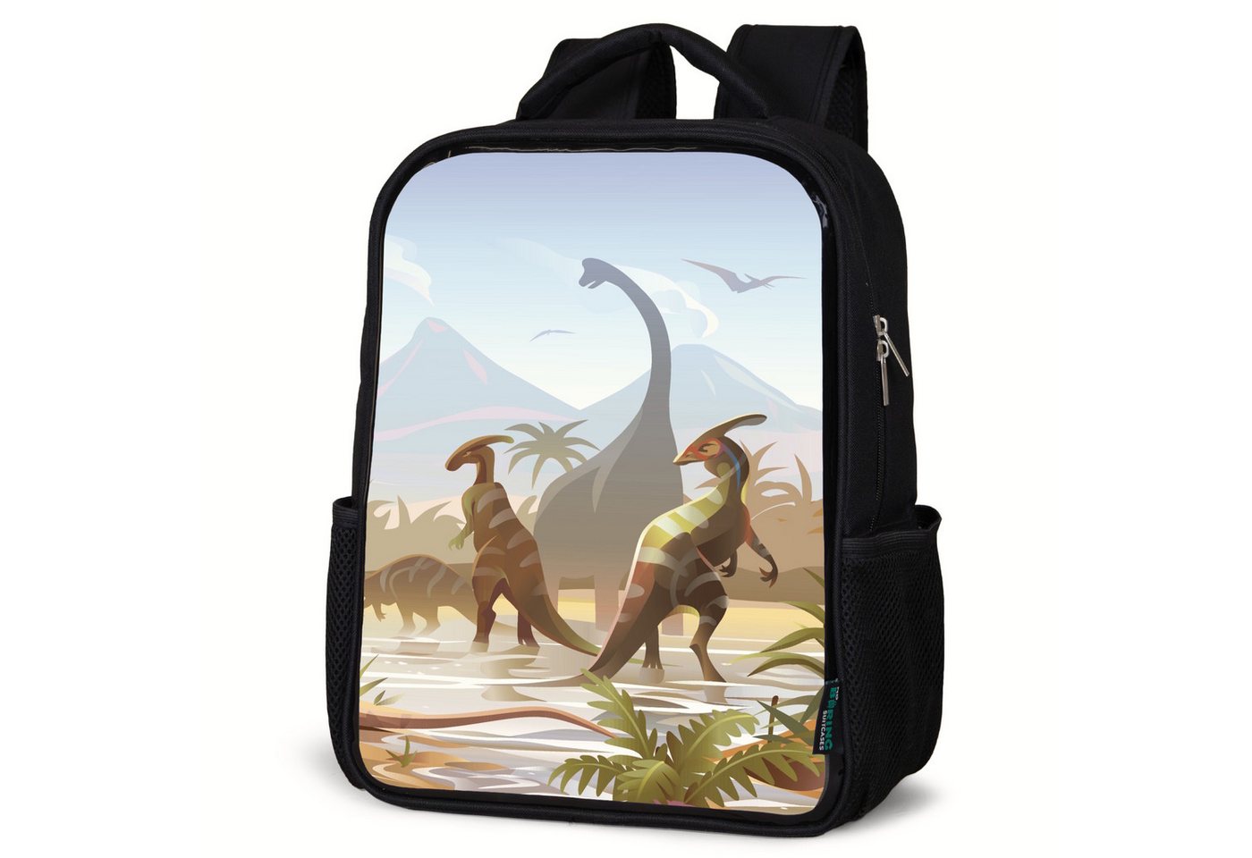 NoBoringSuitcases.com© Reisetasche Dinosaurier - Landschaft - Tropisch - Kinder - Jungen, Kinderrucksack Schwarz, Schulrucksack, Freizeitrucksack Jungen Mädchen von NoBoringSuitcases.com©