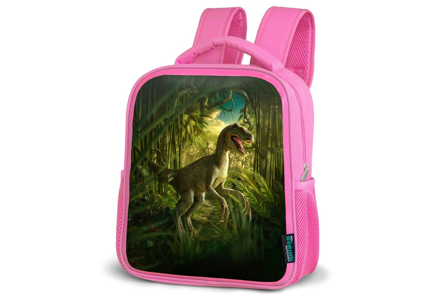 NoBoringSuitcases.com© Reisetasche Dinosaurier - Pflanzen - Grün - Illustration - Kinder - Jungen, Kinderrucksack, Schulrucksack, Freizeitrucksack, Mädchen, Kindergarten von NoBoringSuitcases.com©