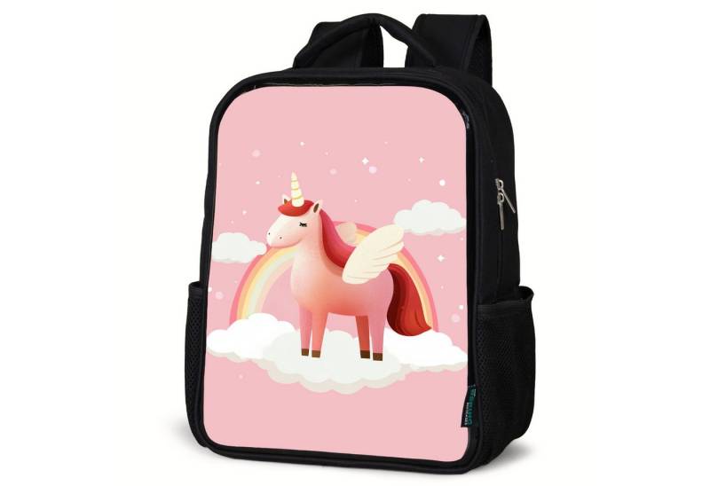 NoBoringSuitcases.com© Reisetasche Einhorn - Flügel - Rosa - Regenbogen, Kinderrucksack Schwarz, Schulrucksack, Freizeitrucksack Jungen Mädchen von NoBoringSuitcases.com©