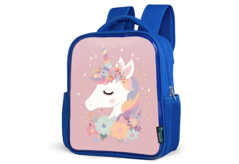 NoBoringSuitcases.com© Reisetasche Einhorn - Rosa - Blumen, Kinderrucksack, Schulrucksack, Freizeitrucksack, Jungen, Kindergarten von NoBoringSuitcases.com©