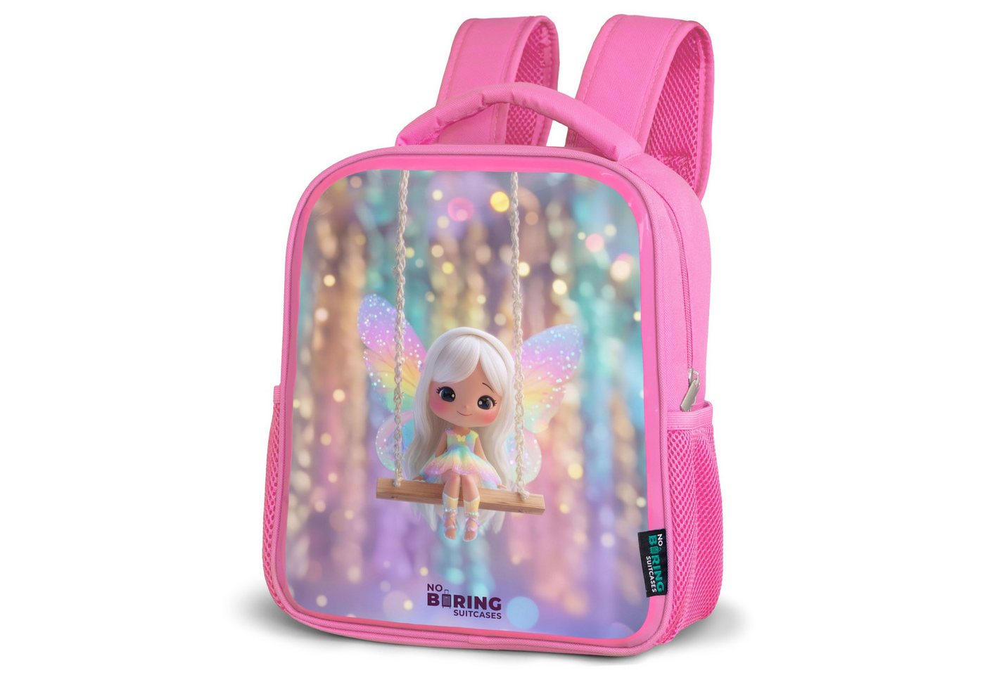 NoBoringSuitcases.com© Rucksack Fee auf Schaukel, Kinderrucksack, Schulrucksack, Freizeitrucksack, Mädchen, Kindergarten von NoBoringSuitcases.com©