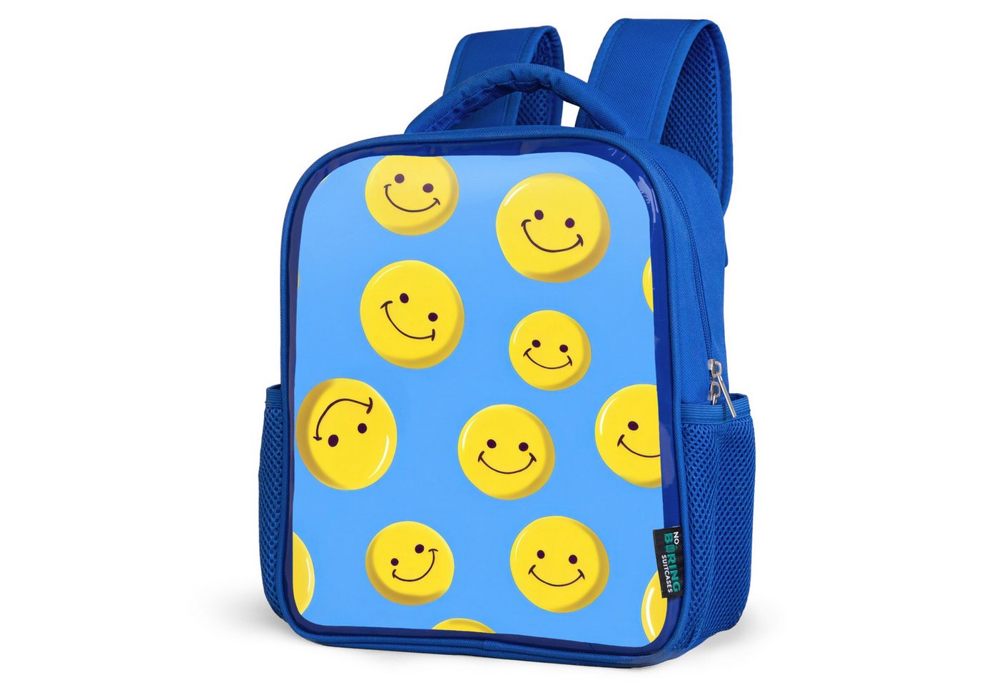 NoBoringSuitcases.com© Reisetasche Fröhlicher Smiley Regen auf blauem Hintergrund, Kinderrucksack, Schulrucksack, Freizeitrucksack, Jungen, Kindergarten von NoBoringSuitcases.com©