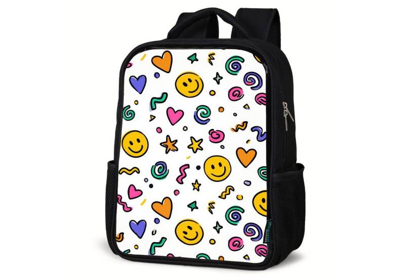 NoBoringSuitcases.com© Reisetasche Fröhliches Chaos in Farbe, Kinderrucksack Schwarz, Schulrucksack, Freizeitrucksack Jungen Mädchen von NoBoringSuitcases.com©