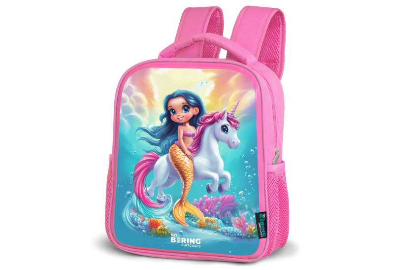 NoBoringSuitcases.com© Rucksack Goldschwänzige Meerjungfrau mit weißem Einhorn, Kinderrucksack, Schulrucksack, Freizeitrucksack, Mädchen, Kindergarten von NoBoringSuitcases.com©