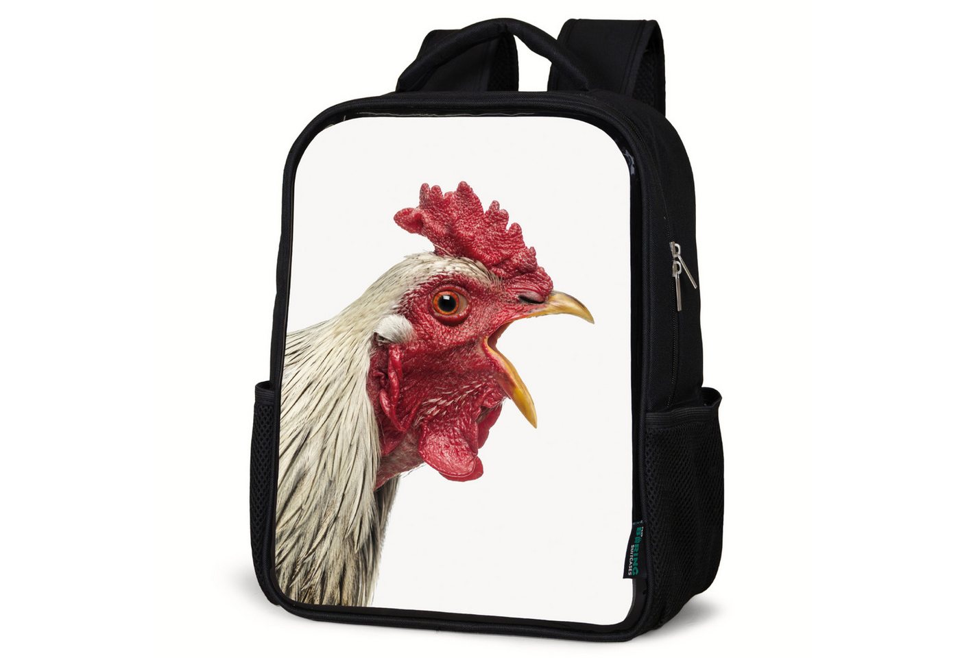 NoBoringSuitcases.com© Reisetasche Hahn - Tiere - Bauernhoftiere - Jungen - Kinder - Mädchen, Kinderrucksack Schwarz, Schulrucksack, Freizeitrucksack Jungen Mädchen von NoBoringSuitcases.com©