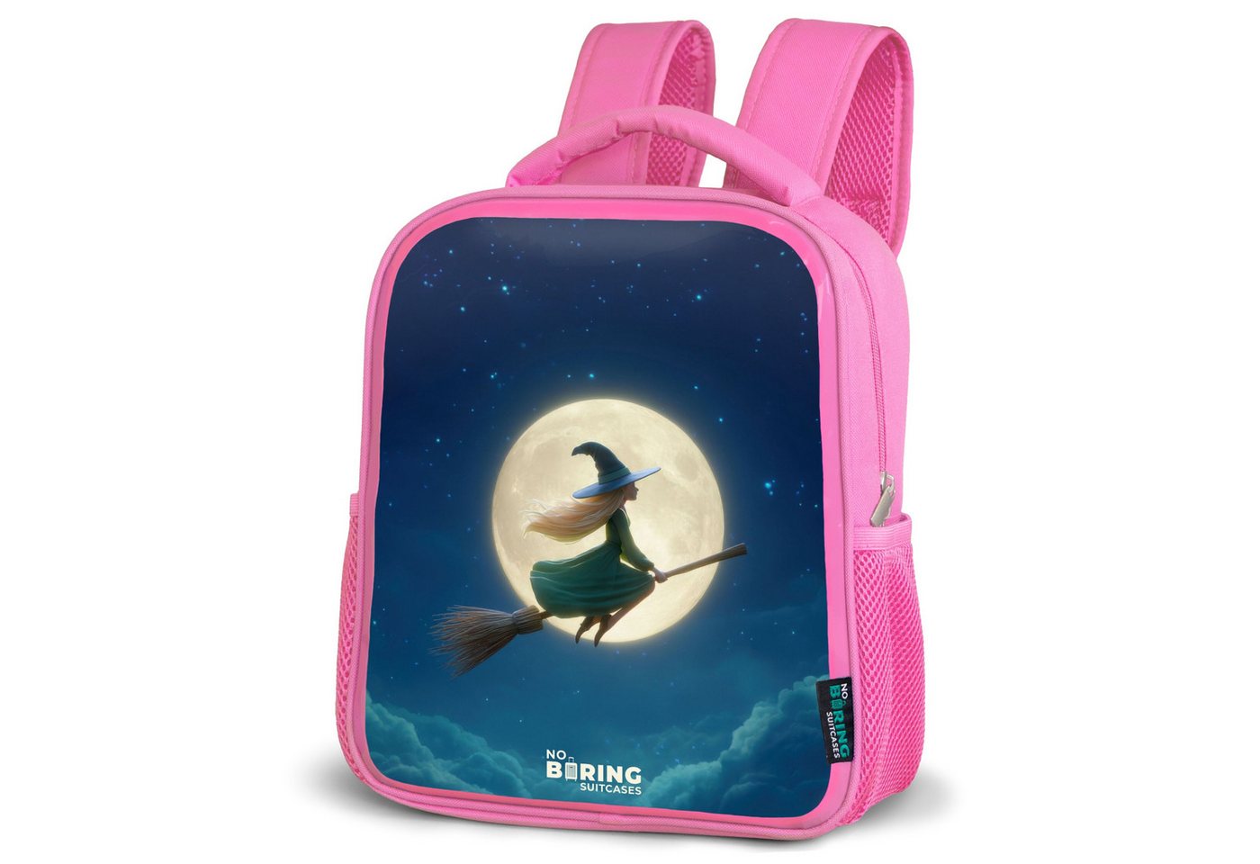 NoBoringSuitcases.com© Rucksack Hexe im Mondscheinflug, Kinderrucksack, Schulrucksack, Freizeitrucksack, Mädchen, Kindergarten von NoBoringSuitcases.com©