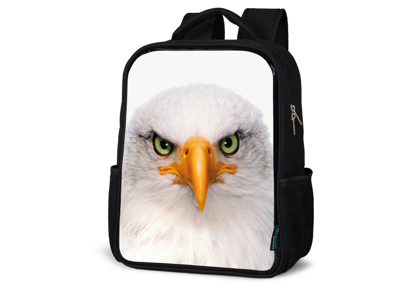 NoBoringSuitcases.com© Reisetasche Jungen - Adler - Amerikanischer Weißkopfseeadler - Vogel - Porträt - S, Kinderrucksack Schwarz, Schulrucksack, Freizeitrucksack Jungen Mädchen von NoBoringSuitcases.com©