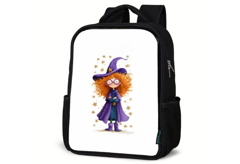 NoBoringSuitcases.com© Reisetasche Kleine Hexe mit großer Brille und Sternenmantel, Kinderrucksack Schwarz, Schulrucksack, Freizeitrucksack Jungen Mädchen von NoBoringSuitcases.com©