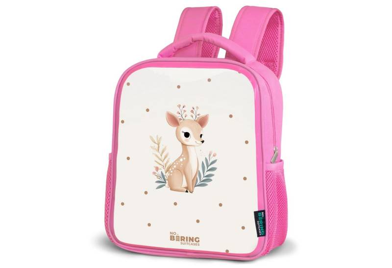NoBoringSuitcases.com© Rucksack Kleine Rehe mit Pflanzen in einem Feld voller Punkte, Kinderrucksack, Schulrucksack, Freizeitrucksack, Mädchen, Kindergarten von NoBoringSuitcases.com©