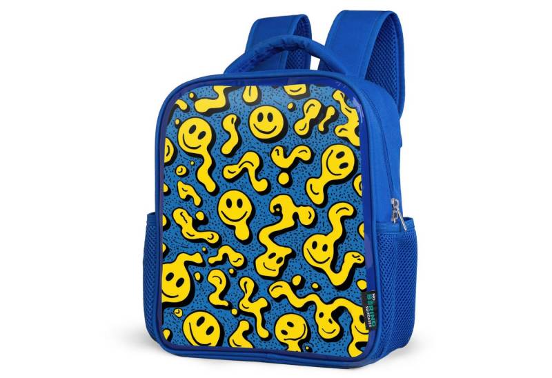 NoBoringSuitcases.com© Reisetasche Lachwellen im gelben Chaos, Kinderrucksack, Schulrucksack, Freizeitrucksack, Jungen, Kindergarten von NoBoringSuitcases.com©