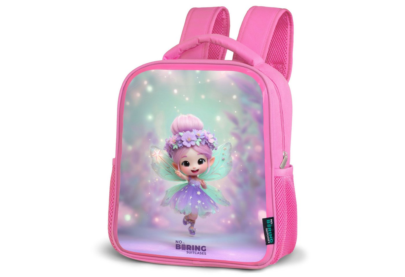 NoBoringSuitcases.com© Rucksack Lächelnde Blumenfee, Kinderrucksack, Schulrucksack, Freizeitrucksack, Mädchen, Kindergarten von NoBoringSuitcases.com©