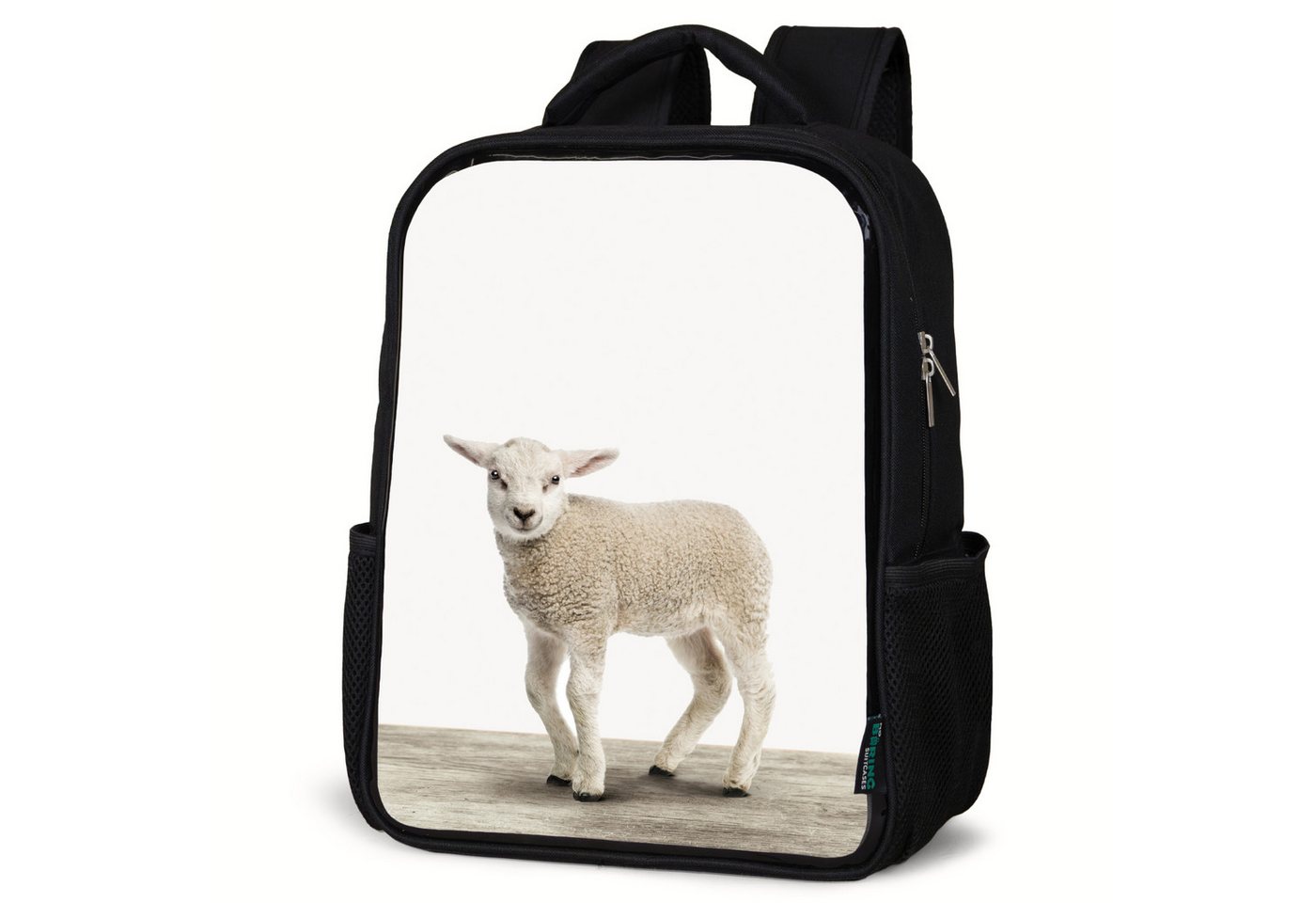 NoBoringSuitcases.com© Reisetasche Lamm - Schaf - Tiere - Kinder - Mädchen - Jungen, Kinderrucksack Schwarz, Schulrucksack, Freizeitrucksack Jungen Mädchen von NoBoringSuitcases.com©
