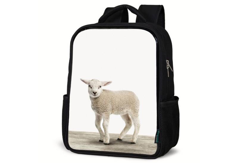 NoBoringSuitcases.com© Reisetasche Lamm - Schaf - Tiere - Kinder - Mädchen - Jungen, Kinderrucksack Schwarz, Schulrucksack, Freizeitrucksack Jungen Mädchen von NoBoringSuitcases.com©
