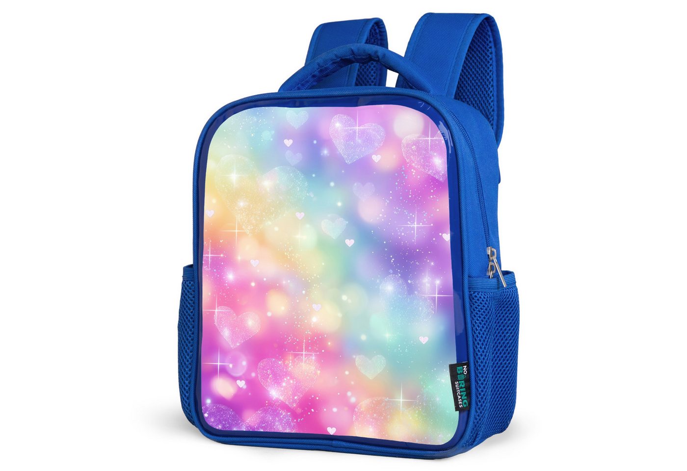 NoBoringSuitcases.com© Reisetasche Licht - Regenbogen - Herzen, Kinderrucksack, Schulrucksack, Freizeitrucksack, Jungen, Kindergarten von NoBoringSuitcases.com©