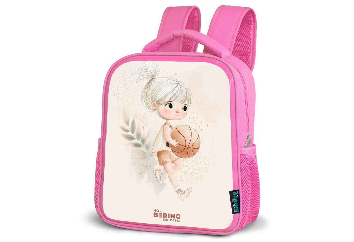 NoBoringSuitcases.com© Rucksack Mädchen mit einem Basketball in neutralen Farben., Kinderrucksack, Schulrucksack, Freizeitrucksack, Mädchen, Kindergarten von NoBoringSuitcases.com©