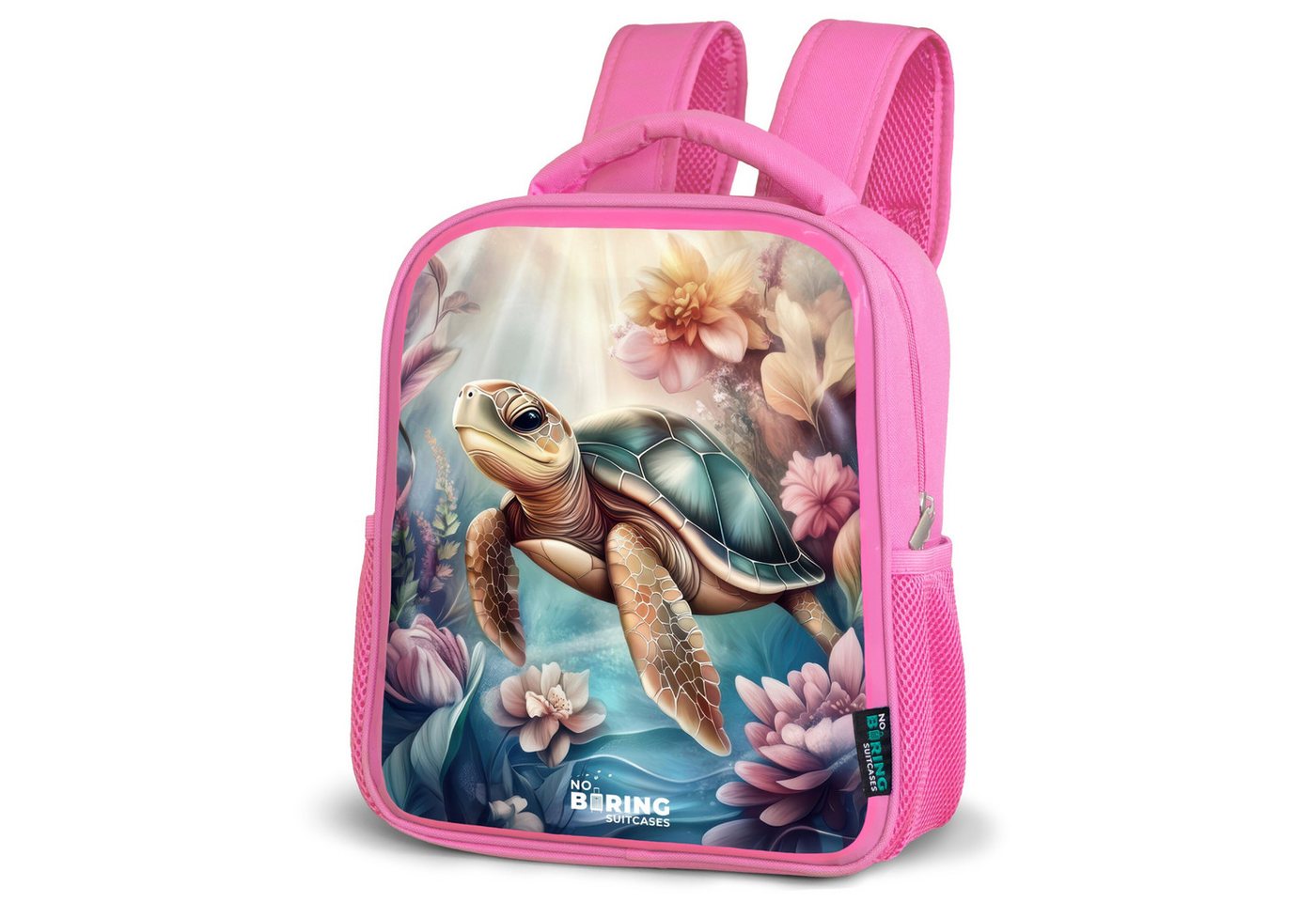 NoBoringSuitcases.com© Rucksack Meeresschildkröte zwischen Unterwasserblumen, Kinderrucksack, Schulrucksack, Freizeitrucksack, Mädchen, Kindergarten von NoBoringSuitcases.com©