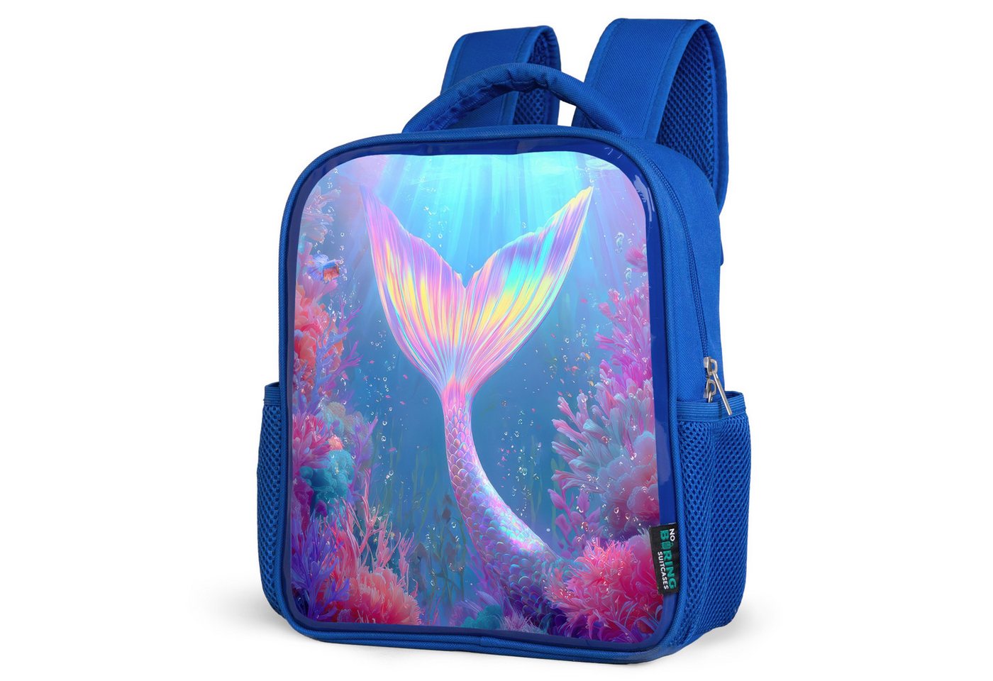 NoBoringSuitcases.com© Reisetasche Meerjungfrauenschwanz - Koralle - Wasser, Kinderrucksack, Schulrucksack, Freizeitrucksack, Jungen, Kindergarten von NoBoringSuitcases.com©