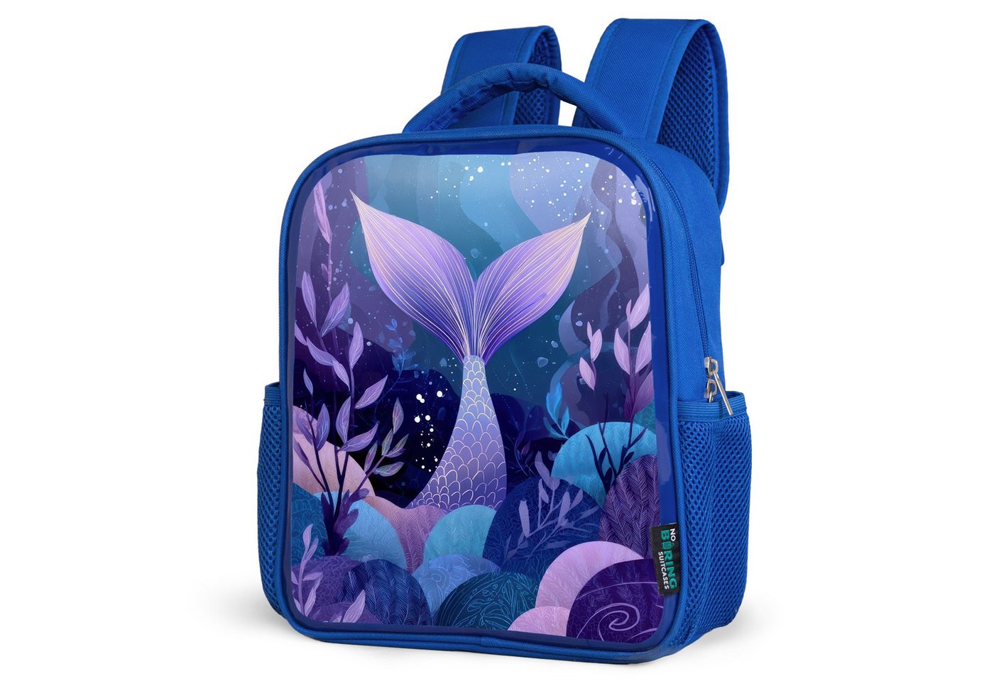 NoBoringSuitcases.com© Reisetasche Meerjungfrauenschwanz - Unterwasserpflanzen - Lila - Blau, Kinderrucksack, Schulrucksack, Freizeitrucksack, Jungen, Kindergarten von NoBoringSuitcases.com©