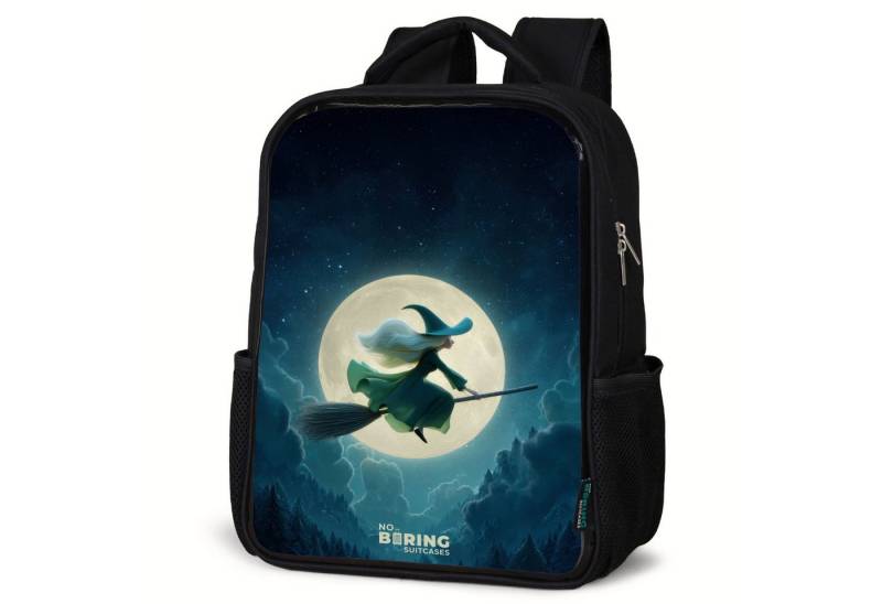 NoBoringSuitcases.com© Rucksack Nachtflug über den Wald, Kinderrucksack Schwarz, Schulrucksack, Freizeitrucksack Jungen Mädchen von NoBoringSuitcases.com©