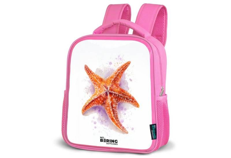 NoBoringSuitcases.com© Rucksack Orange Seestern Illustration, Kinderrucksack, Schulrucksack, Freizeitrucksack, Mädchen, Kindergarten von NoBoringSuitcases.com©
