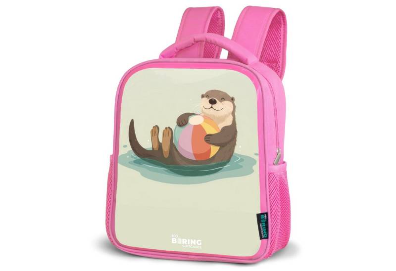 NoBoringSuitcases.com© Rucksack Otter im Wasser mit einem Wasserball, Kinderrucksack, Schulrucksack, Freizeitrucksack, Mädchen, Kindergarten von NoBoringSuitcases.com©