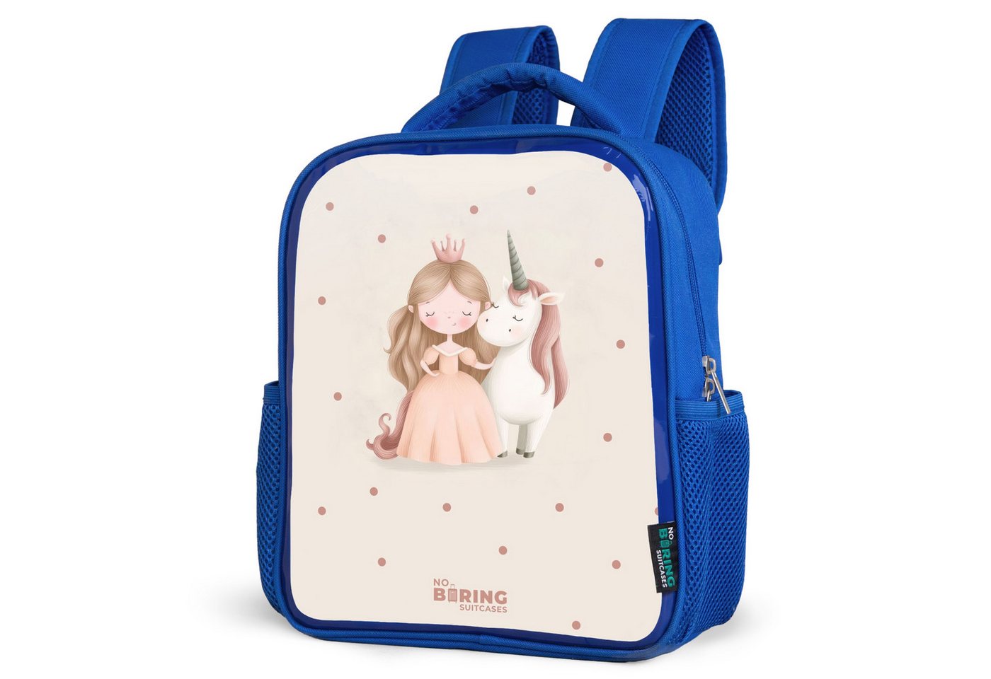 NoBoringSuitcases.com© Rucksack Prinzessin und ein Einhorn in Pastellfarben, Kinderrucksack, Schulrucksack, Freizeitrucksack, Jungen, Kindergarten von NoBoringSuitcases.com©