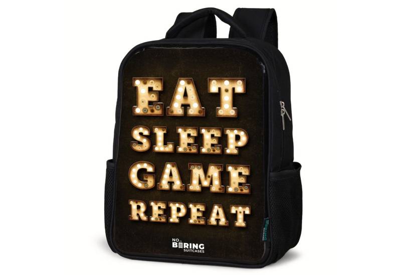 NoBoringSuitcases.com© Rucksack Qoute mit Licht, Kinderrucksack Schwarz, Schulrucksack, Freizeitrucksack Jungen Mädchen von NoBoringSuitcases.com©