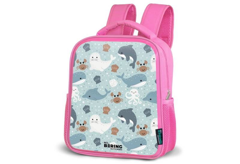 NoBoringSuitcases.com© Rucksack Seetiermuster mit Delphinen, Robben und Krabben, Kinderrucksack, Schulrucksack, Freizeitrucksack, Mädchen, Kindergarten von NoBoringSuitcases.com©