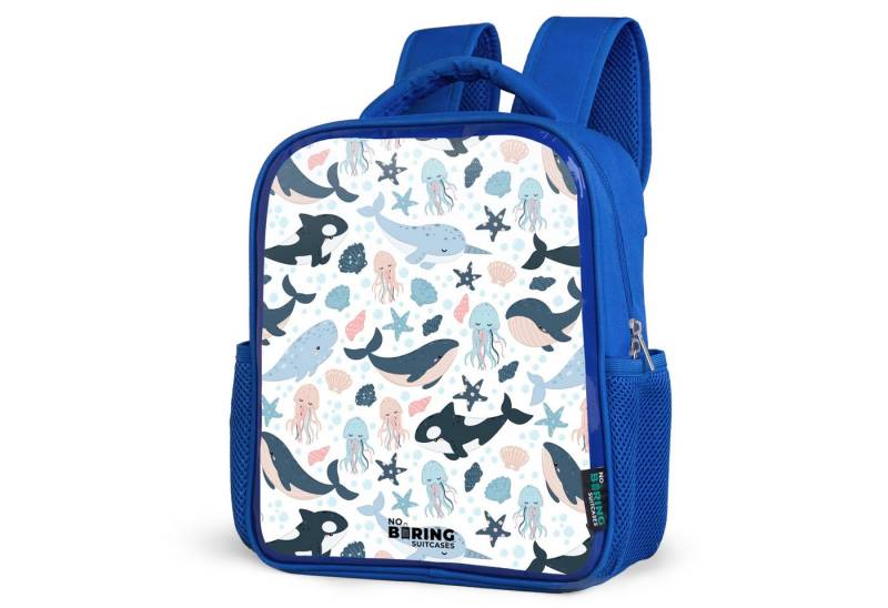 NoBoringSuitcases.com© Rucksack Seetiermuster mit Walen, Quallen und Orcas, Kinderrucksack, Schulrucksack, Freizeitrucksack, Jungen, Kindergarten von NoBoringSuitcases.com©