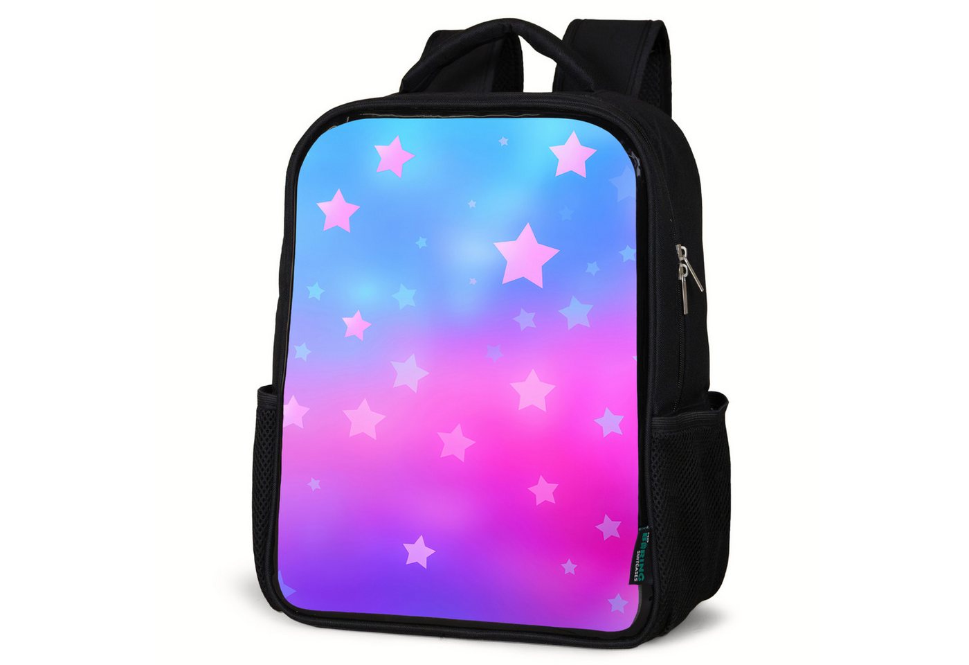 NoBoringSuitcases.com© Reisetasche Sterne - Rosa - Blau, Kinderrucksack Schwarz, Schulrucksack, Freizeitrucksack Jungen Mädchen von NoBoringSuitcases.com©