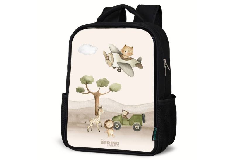 NoBoringSuitcases.com© Rucksack Tiere auf Safari, Kinderrucksack Schwarz, Schulrucksack, Freizeitrucksack Jungen Mädchen von NoBoringSuitcases.com©