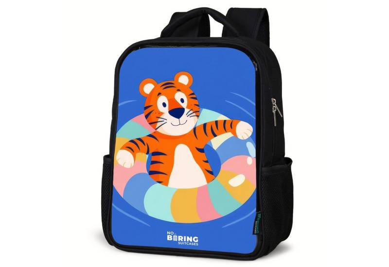 NoBoringSuitcases.com© Rucksack Tiger in einem schwimmenden Band, Kinderrucksack Schwarz, Schulrucksack, Freizeitrucksack Jungen Mädchen von NoBoringSuitcases.com©