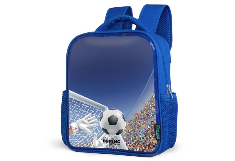NoBoringSuitcases.com© Rucksack Torwart stoppt einen Fußball, Kinderrucksack, Schulrucksack, Freizeitrucksack, Jungen, Kindergarten von NoBoringSuitcases.com©