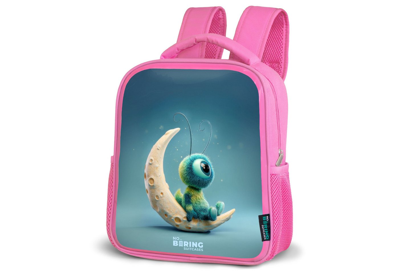 NoBoringSuitcases.com© Rucksack Verträumte Kreatur auf dem Mond, Kinderrucksack, Schulrucksack, Freizeitrucksack, Mädchen, Kindergarten von NoBoringSuitcases.com©