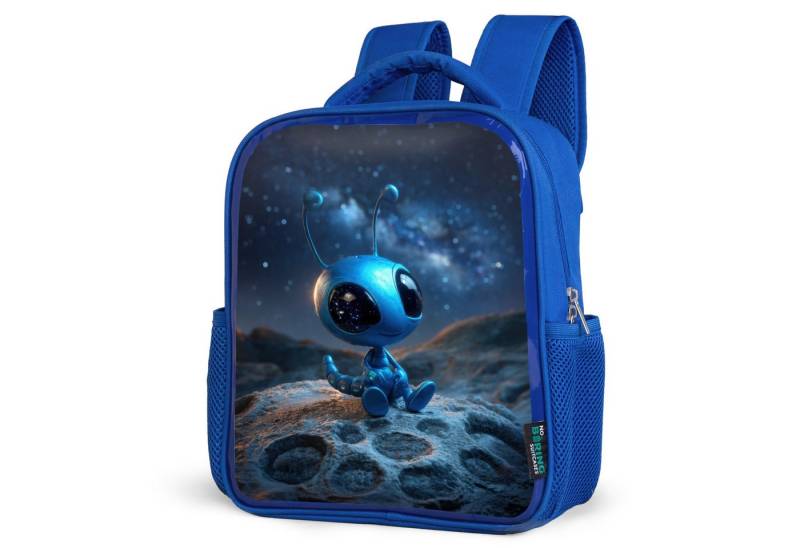 NoBoringSuitcases.com© Reisetasche Verträumtes blaues Weltraumwesen unter einem Sternenhimmel, Kinderrucksack, Schulrucksack, Freizeitrucksack, Jungen, Kindergarten von NoBoringSuitcases.com©