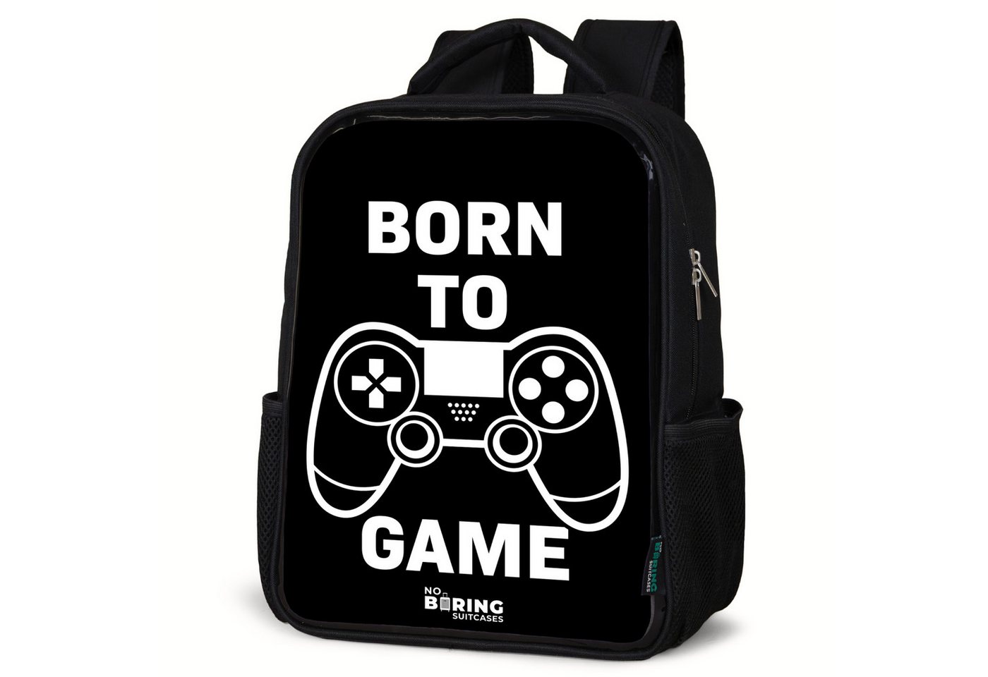 NoBoringSuitcases.com© Rucksack Zum Spielen mit Controller geboren, Kinderrucksack Schwarz, Schulrucksack, Freizeitrucksack Jungen Mädchen von NoBoringSuitcases.com©