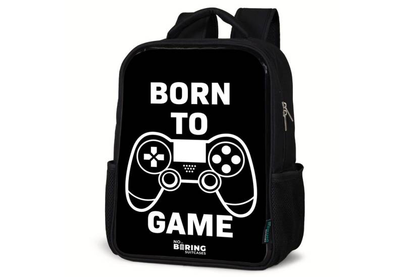 NoBoringSuitcases.com© Rucksack Zum Spielen mit Controller geboren, Kinderrucksack Schwarz, Schulrucksack, Freizeitrucksack Jungen Mädchen von NoBoringSuitcases.com©