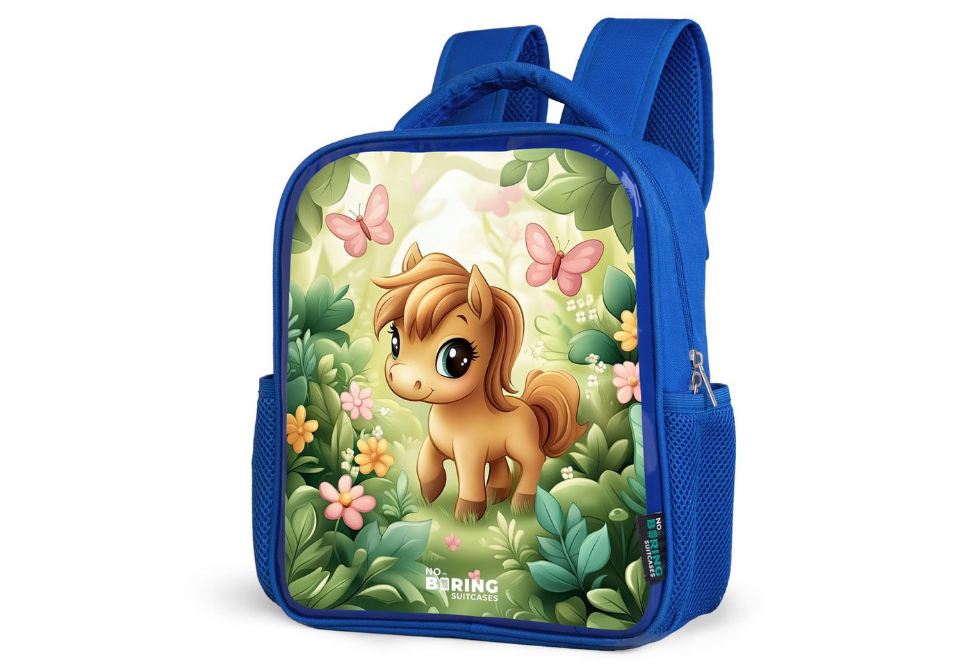 NoBoringSuitcases.com© Rucksack Pferd - Blumen - Schmetterlinge, Kinderrucksack, Schulrucksack, Freizeitrucksack, Jungen, Kindergarten von NoBoringSuitcases.com©