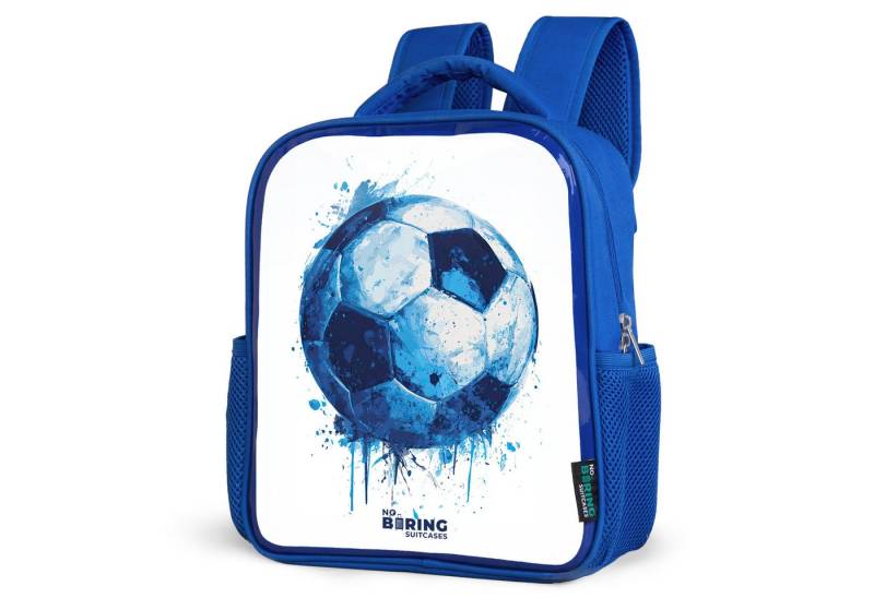 NoBoringSuitcases.com© Rucksack Fußball - Farbspritzer - Blau - Ball, Kinderrucksack, Schulrucksack, Freizeitrucksack, Jungen, Kindergarten von NoBoringSuitcases.com©