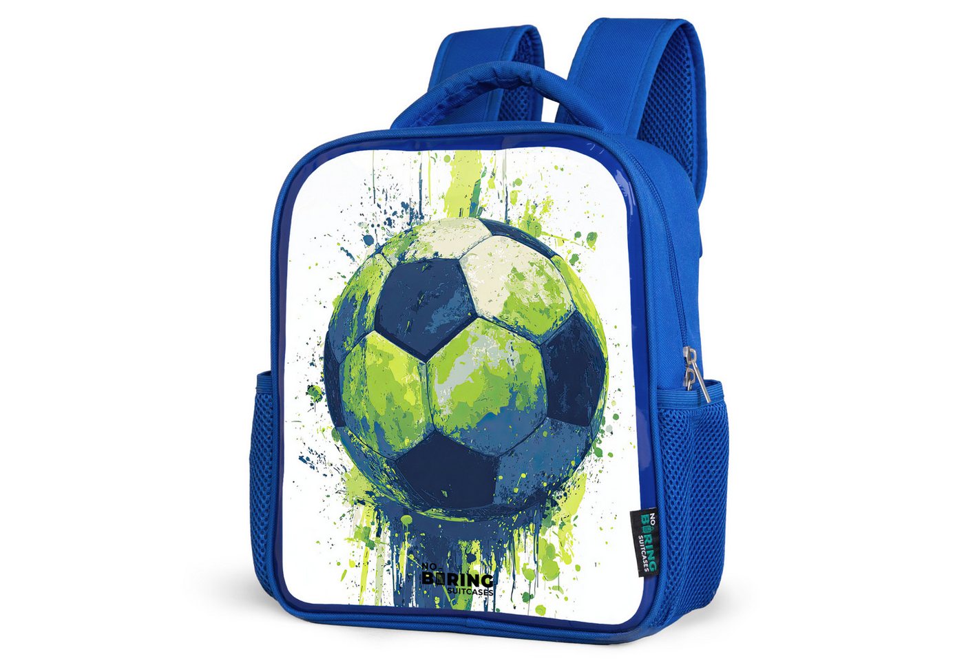 NoBoringSuitcases.com© Rucksack Fußball - Farbe - Grün - Blau, Kinderrucksack, Schulrucksack, Freizeitrucksack, Jungen, Kindergarten von NoBoringSuitcases.com©