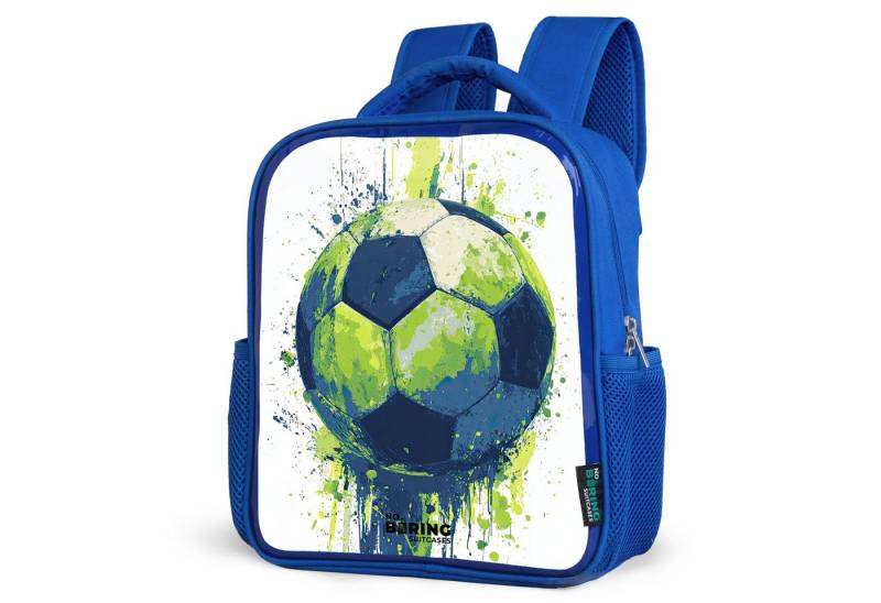NoBoringSuitcases.com© Rucksack Fußball - Farbe - Grün - Blau, Kinderrucksack, Schulrucksack, Freizeitrucksack, Jungen, Kindergarten von NoBoringSuitcases.com©
