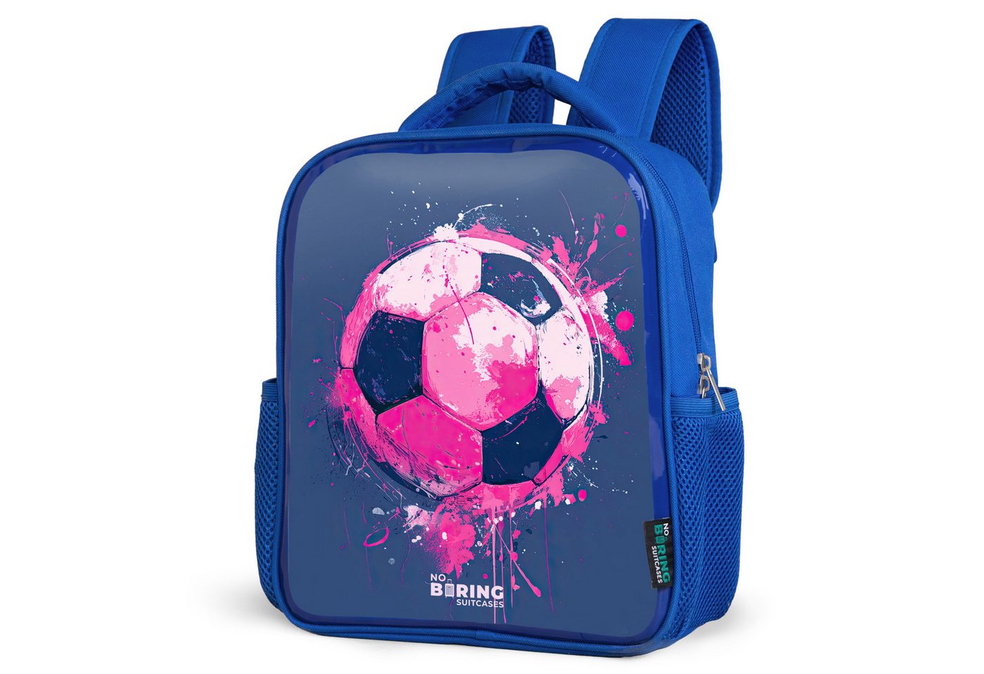 NoBoringSuitcases.com© Rucksack Fußball - Farbe - Rosa - Blau, Kinderrucksack, Schulrucksack, Freizeitrucksack, Jungen, Kindergarten von NoBoringSuitcases.com©