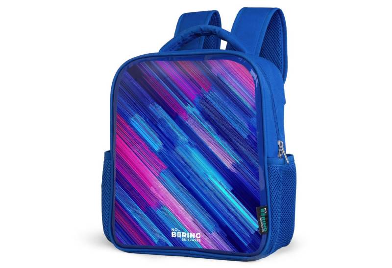 NoBoringSuitcases.com© Rucksack Neon - Streifen - Abstrakt - Blau - Rosa, Kinderrucksack, Schulrucksack, Freizeitrucksack, Jungen, Kindergarten von NoBoringSuitcases.com©