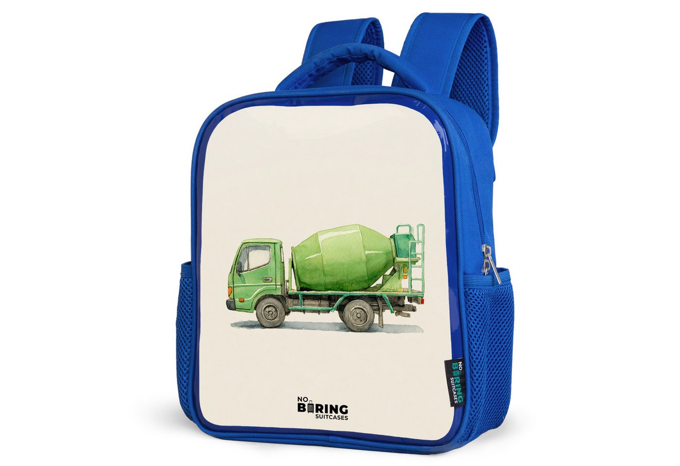 NoBoringSuitcases.com© Rucksack Betonmischer - Unterzeichnet - Grün, Kinderrucksack, Schulrucksack, Freizeitrucksack, Jungen, Kindergarten von NoBoringSuitcases.com©