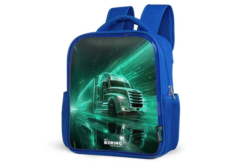 NoBoringSuitcases.com© Rucksack Lkw - Neon - Grün - Stadt, Kinderrucksack, Schulrucksack, Freizeitrucksack, Jungen, Kindergarten von NoBoringSuitcases.com©