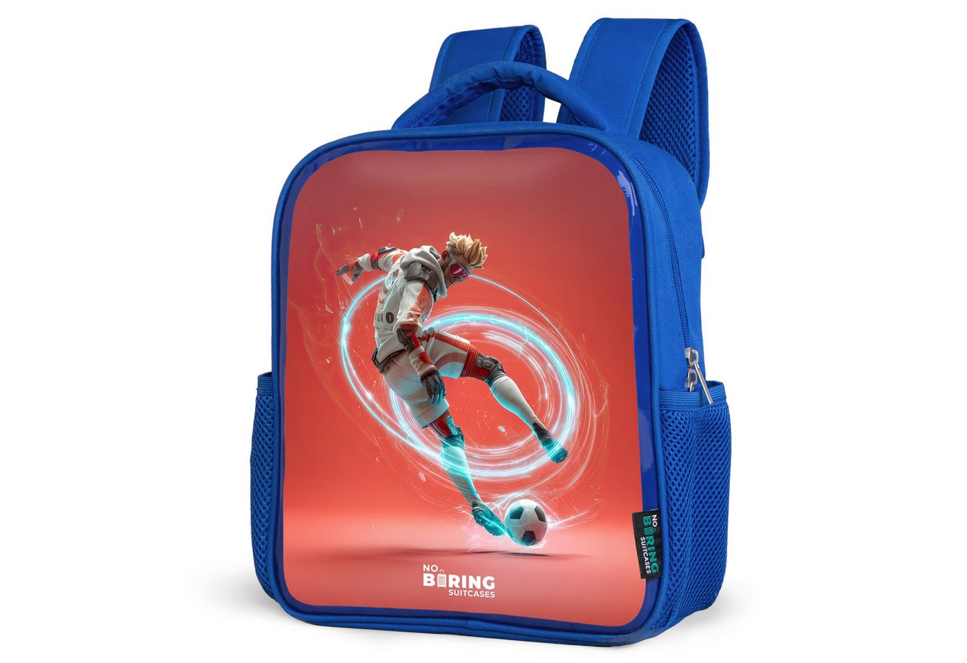 NoBoringSuitcases.com© Rucksack Fußball - Junge - Rot - Lichtkreis, Kinderrucksack, Schulrucksack, Freizeitrucksack, Jungen, Kindergarten von NoBoringSuitcases.com©