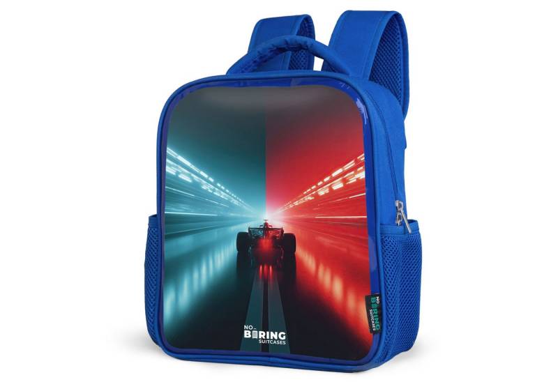 NoBoringSuitcases.com© Rucksack Rennstrecke - Rennwagen - Neon - Rot, Kinderrucksack, Schulrucksack, Freizeitrucksack, Jungen, Kindergarten von NoBoringSuitcases.com©