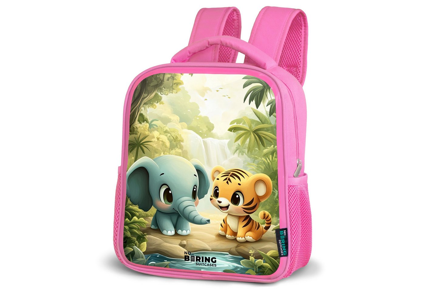 NoBoringSuitcases.com© Rucksack Elefant - Tiger - Wald - Dschungel, Kinderrucksack, Schulrucksack, Freizeitrucksack, Mädchen, Kindergarten von NoBoringSuitcases.com©